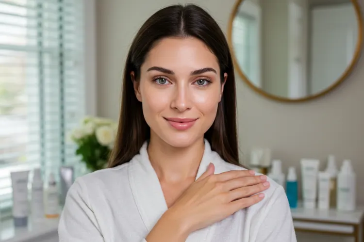 A woman confidently posing with radiant.