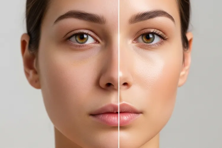 Before after glowing face skin