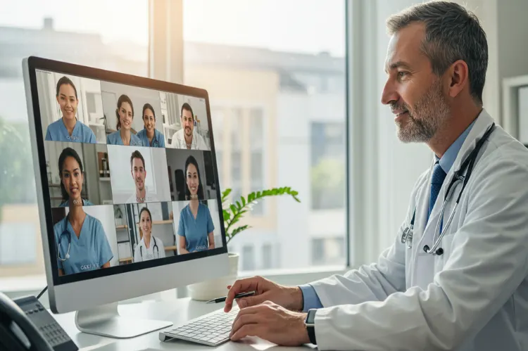 A doctor providing medical oversight through.