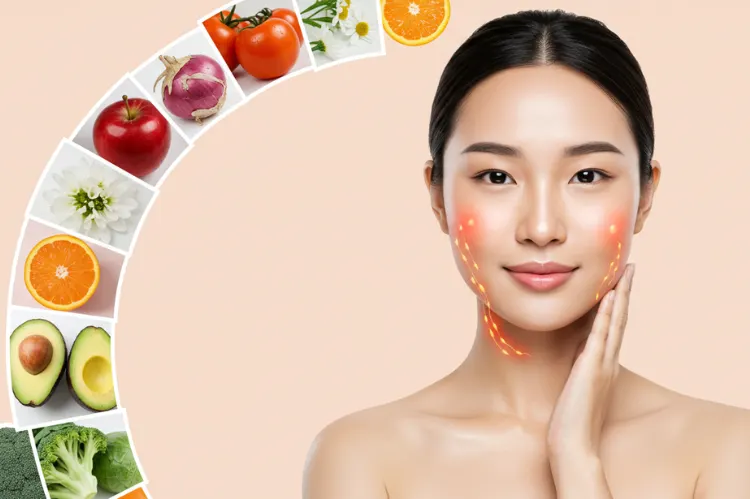 A conceptual wellness collage showing.