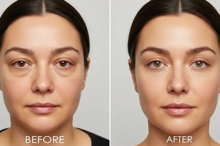 Before after face puffiness clear
