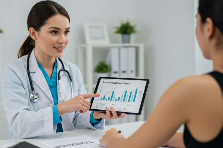 A doctor and wellness coach analyzing.