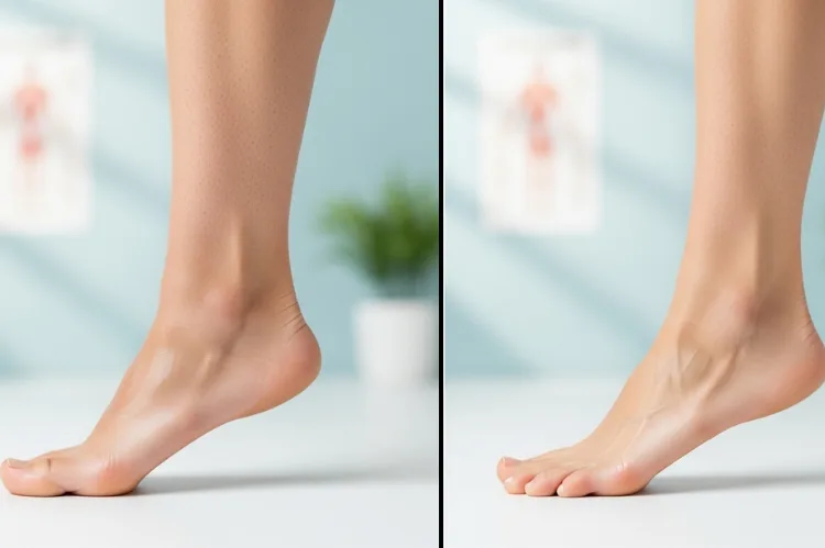 Before after swollen ankle reduction