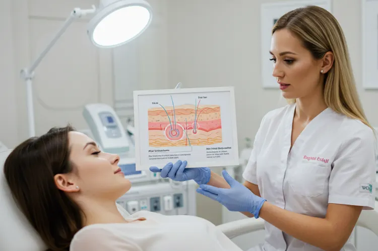 A medical aesthetic professional explaining.