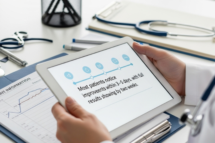 Most patients notice improvements within 3–5 days.