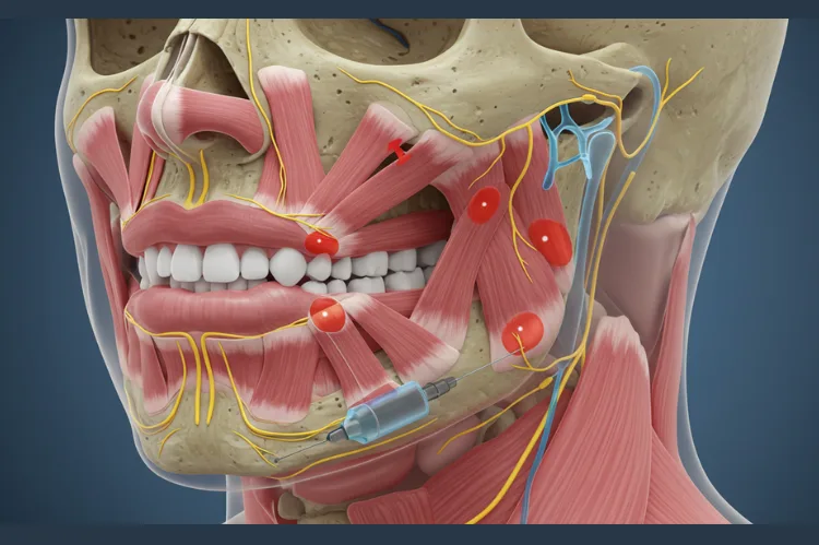 A close-up of the jawline showing the masseter muscle.