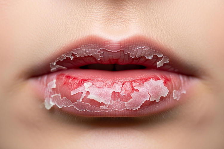 Timeline illustration of lips gradually healing. starting swollen and tender, then smoothing out day by day.