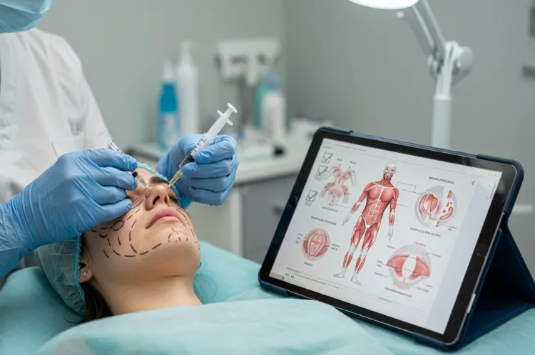 A medical professional in a clinical setting carefully mapping.