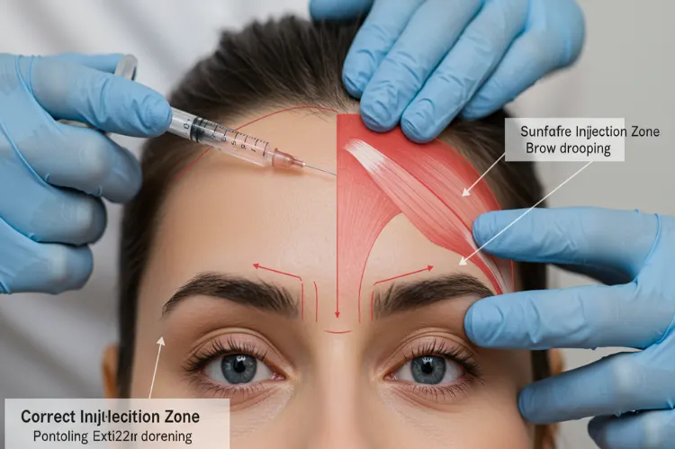 A close-up of a patient’s forehead with transparent overlays showing.