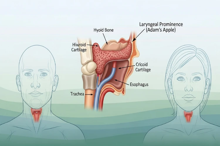 Detailed anatomical illustration of the human throat showing.